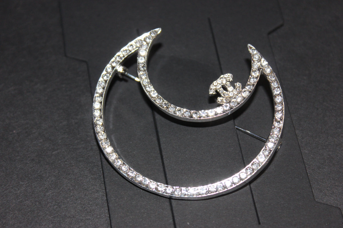 Silver Rhinestone Brooch Pin