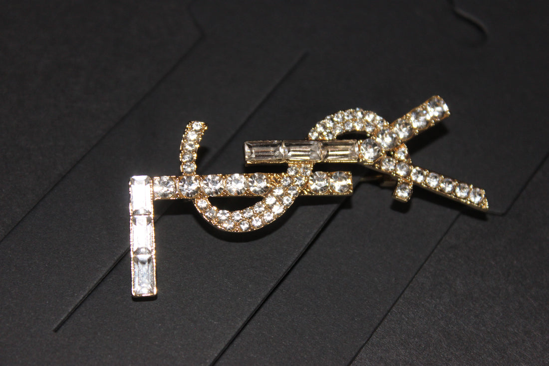 Gold Rhinestone Brooch Pin