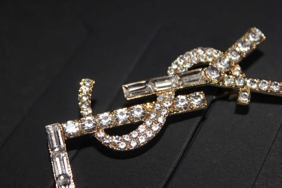 Gold Rhinestone Brooch Pin