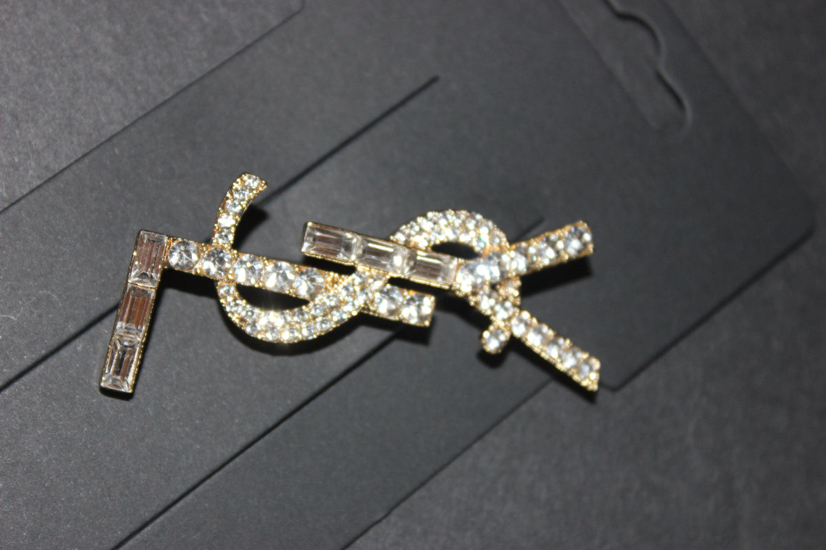 Gold Rhinestone Brooch Pin
