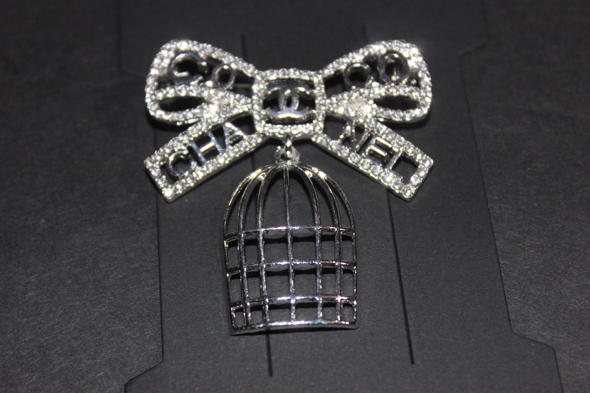 Silver Rhinestone Brooch Pin