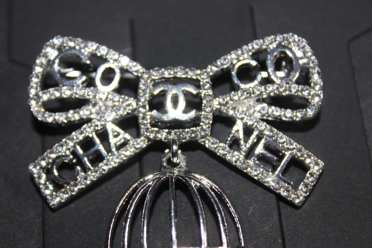 Silver Rhinestone Brooch Pin