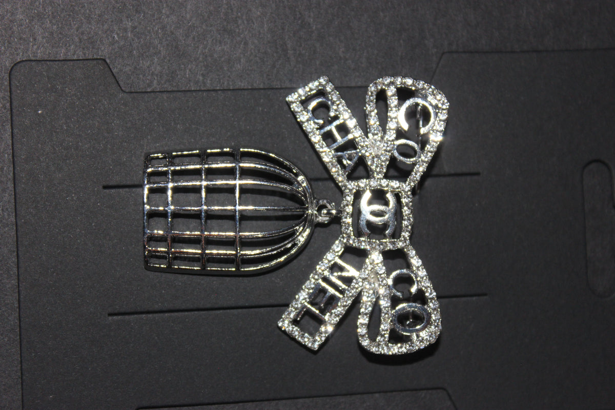 Silver Rhinestone Brooch Pin