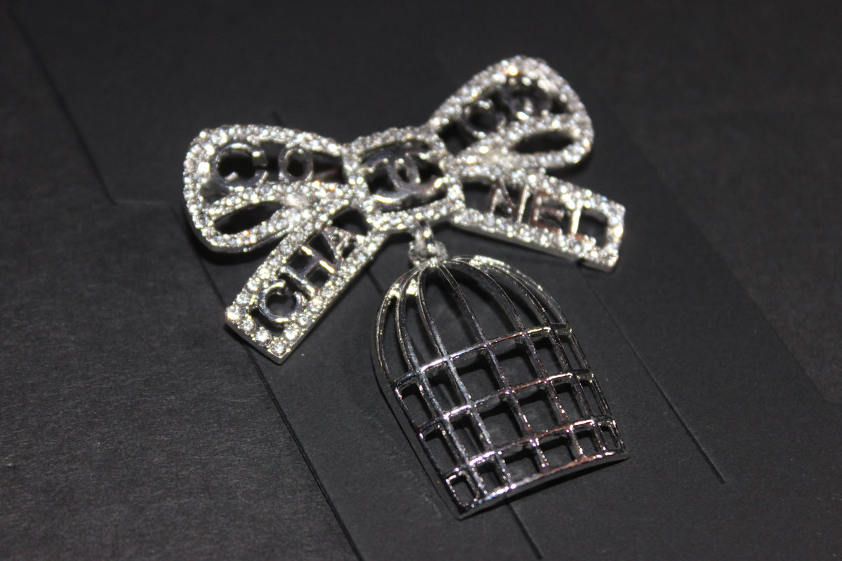 Silver Rhinestone Brooch Pin
