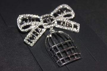 Silver Rhinestone Brooch Pin