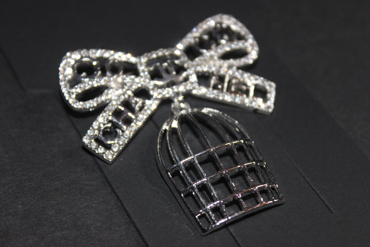 Silver Rhinestone Brooch Pin