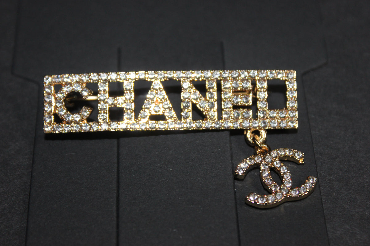 Gold Rhinestone Brooch Pin