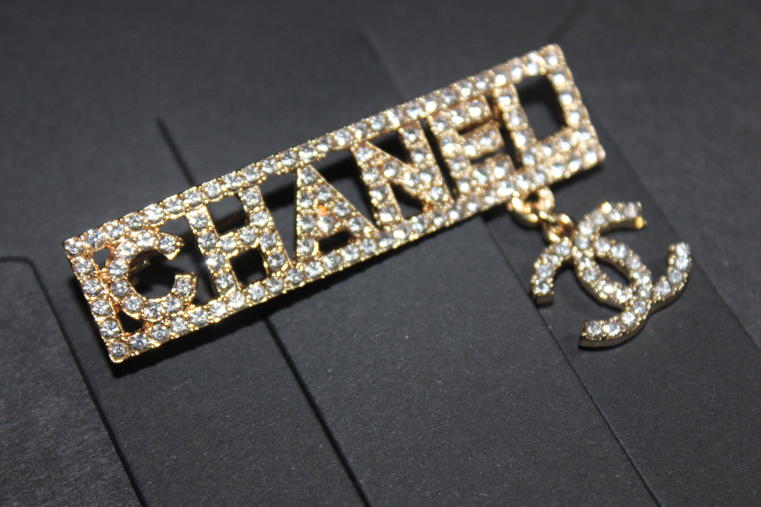 Gold Rhinestone Brooch Pin