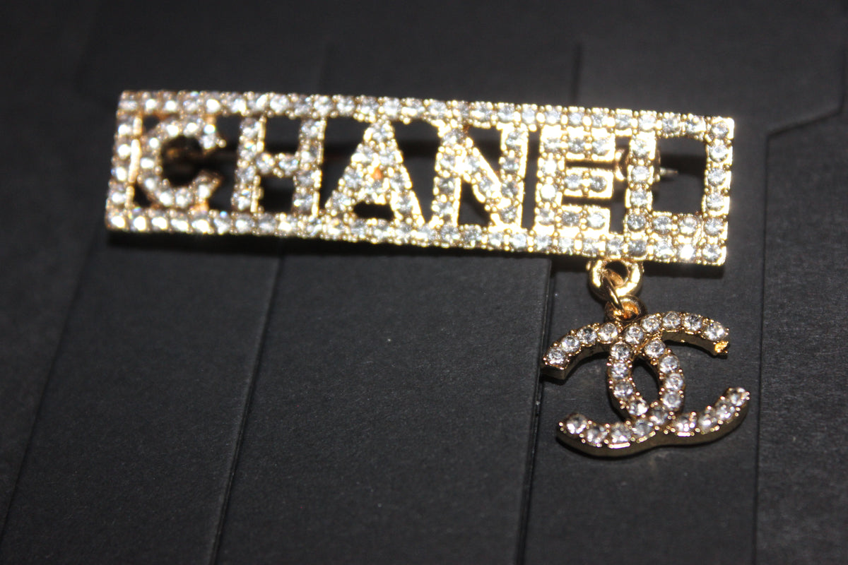 Gold Rhinestone Brooch Pin
