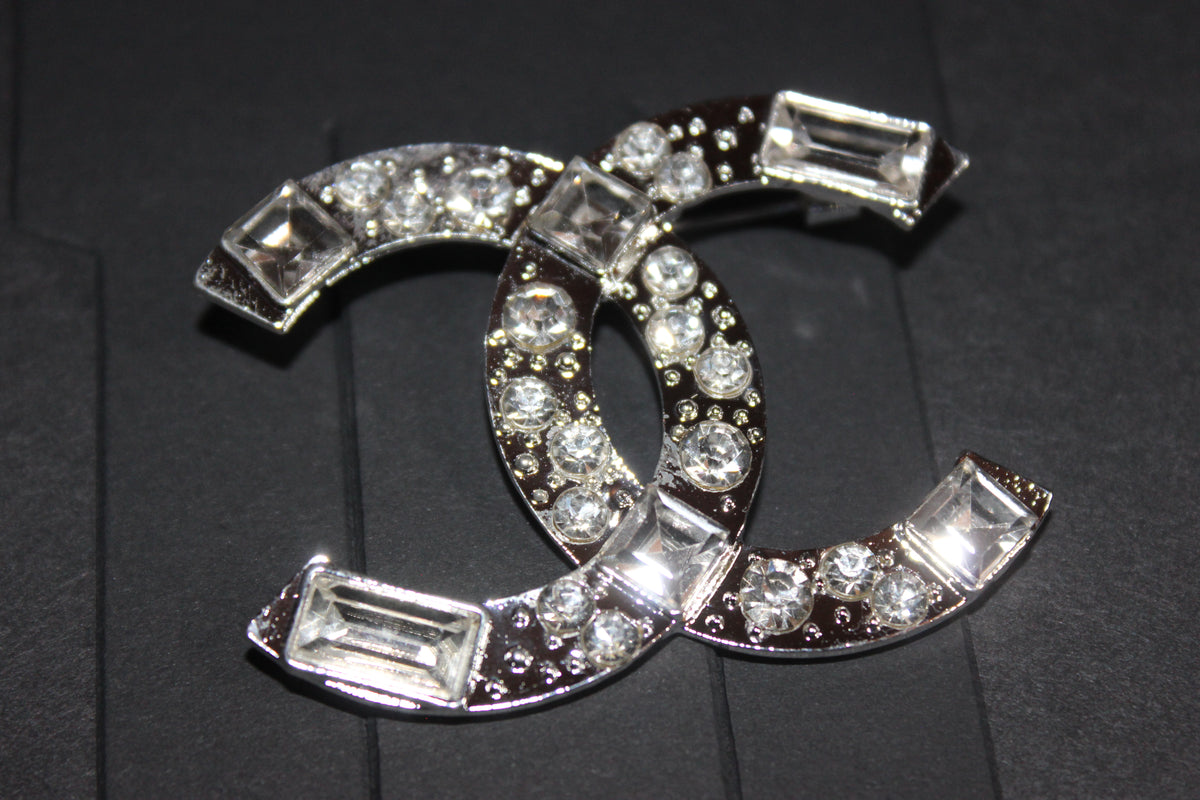 Silver Rhinestone Brooch Pin