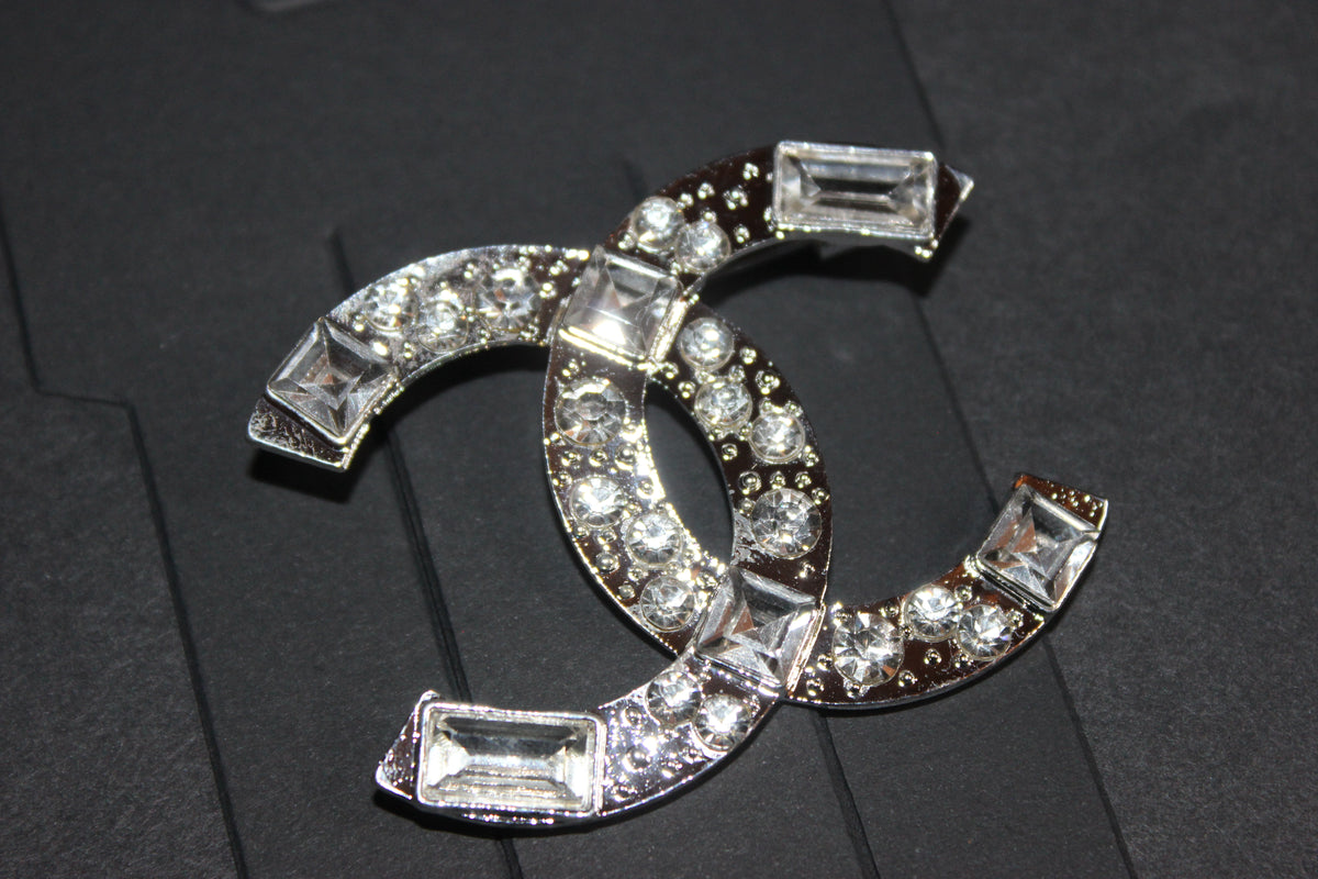 Silver Rhinestone Brooch Pin