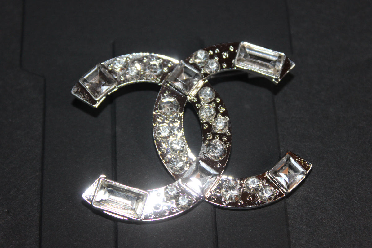 Silver Rhinestone Brooch Pin