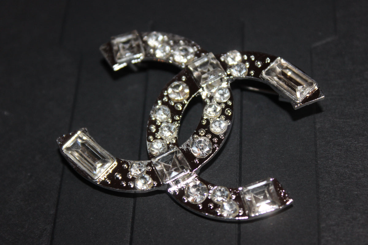 Silver Rhinestone Brooch Pin