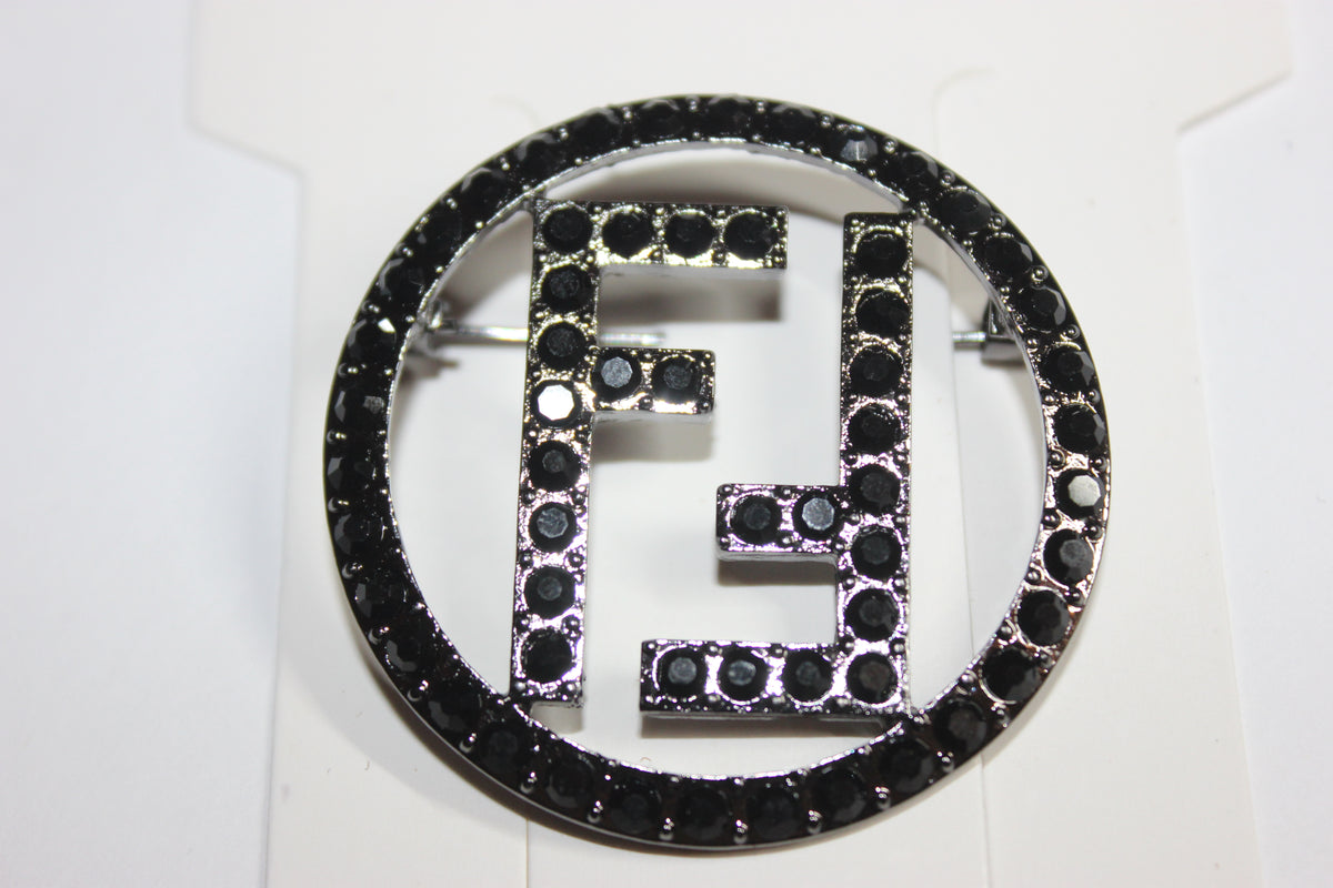 Black Rhinestone Brooch Pin
