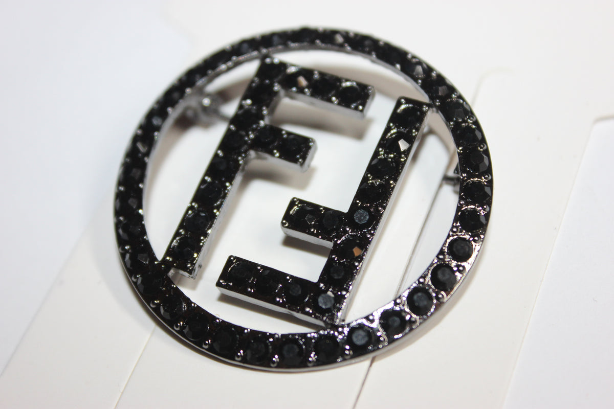 Black Rhinestone Brooch Pin