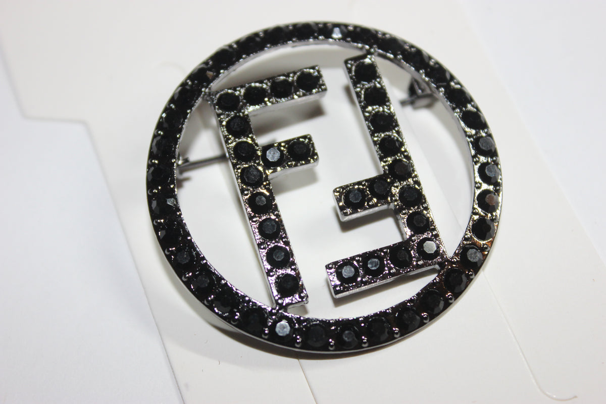Black Rhinestone Brooch Pin