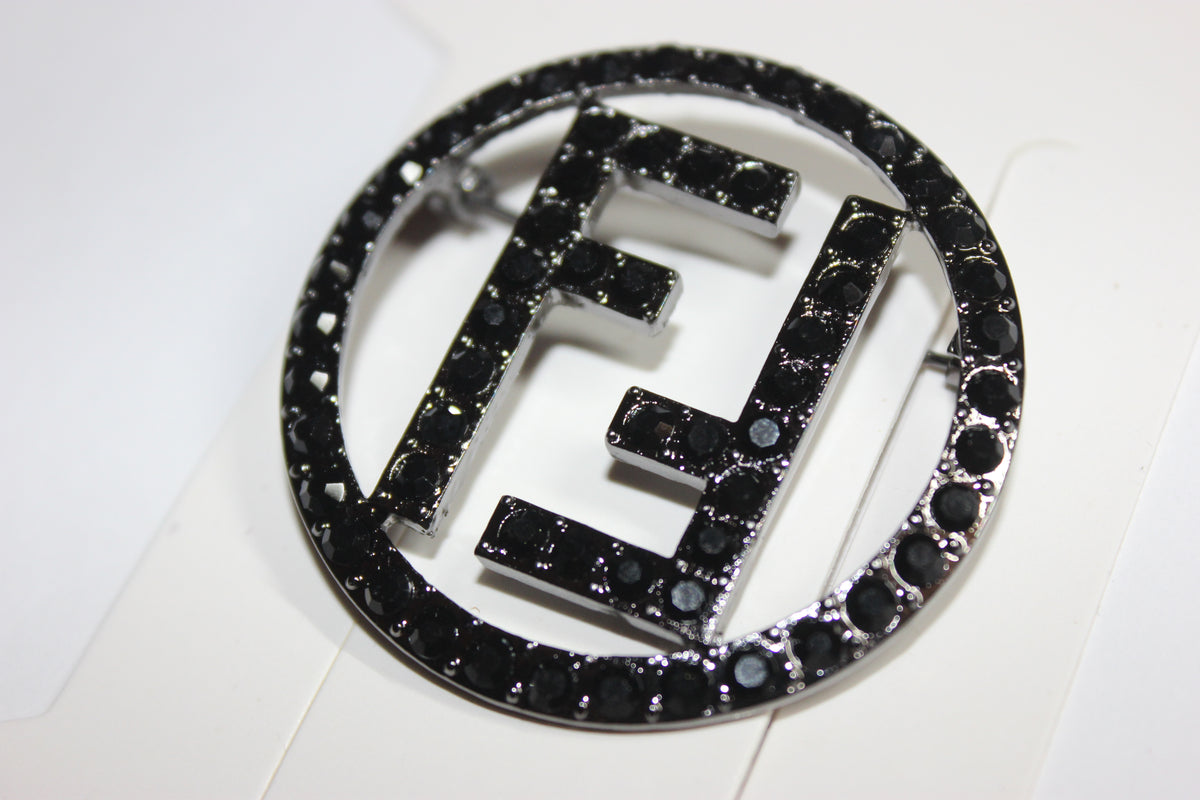 Black Rhinestone Brooch Pin
