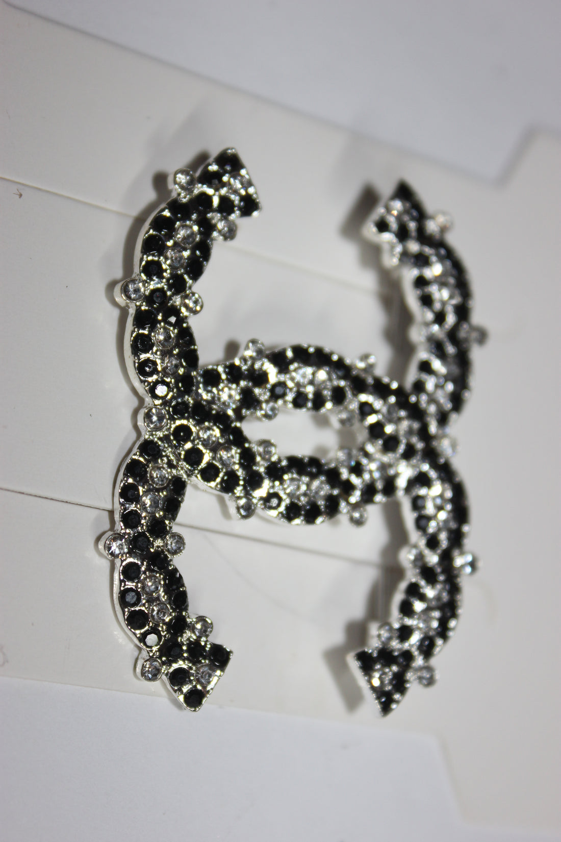 Black & Silver Rhinestone Brooch Pin