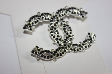 Black & Silver Rhinestone Brooch Pin
