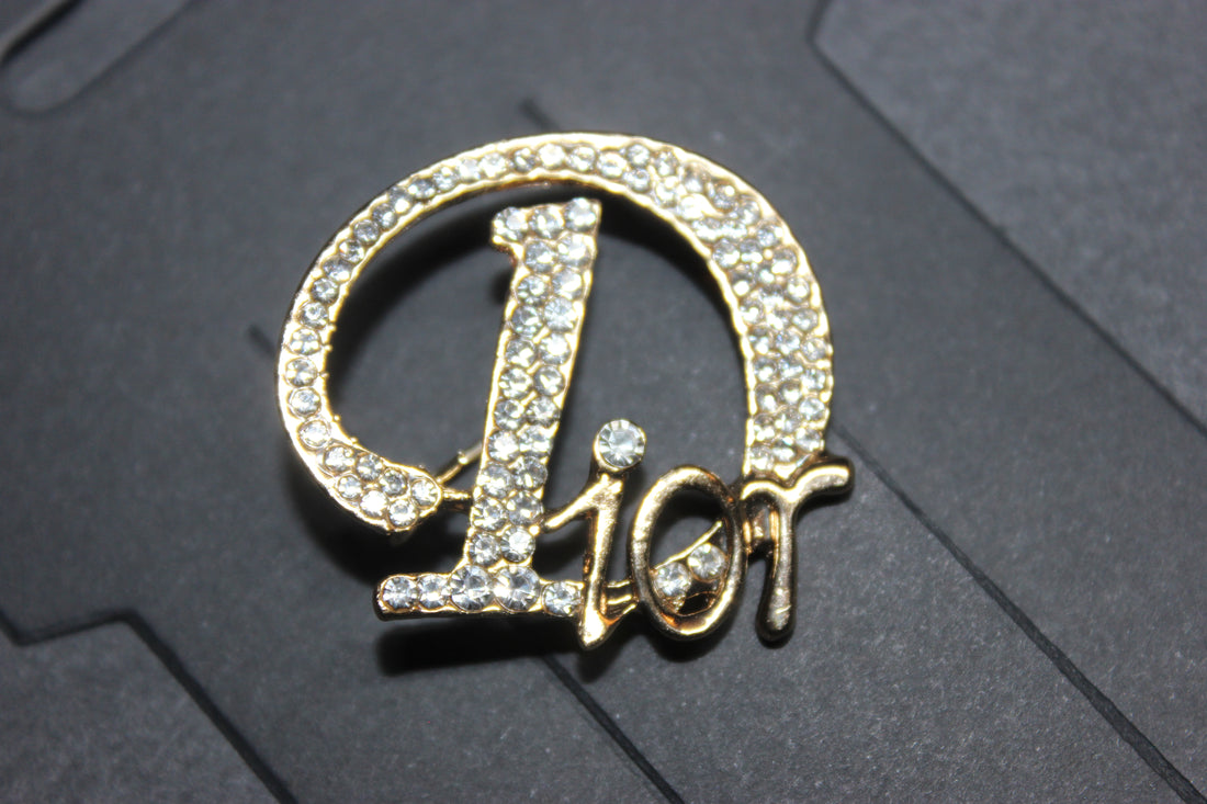 Gold Rhinestone Brooch Pin