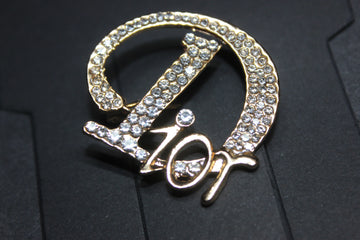 Gold Rhinestone Brooch Pin