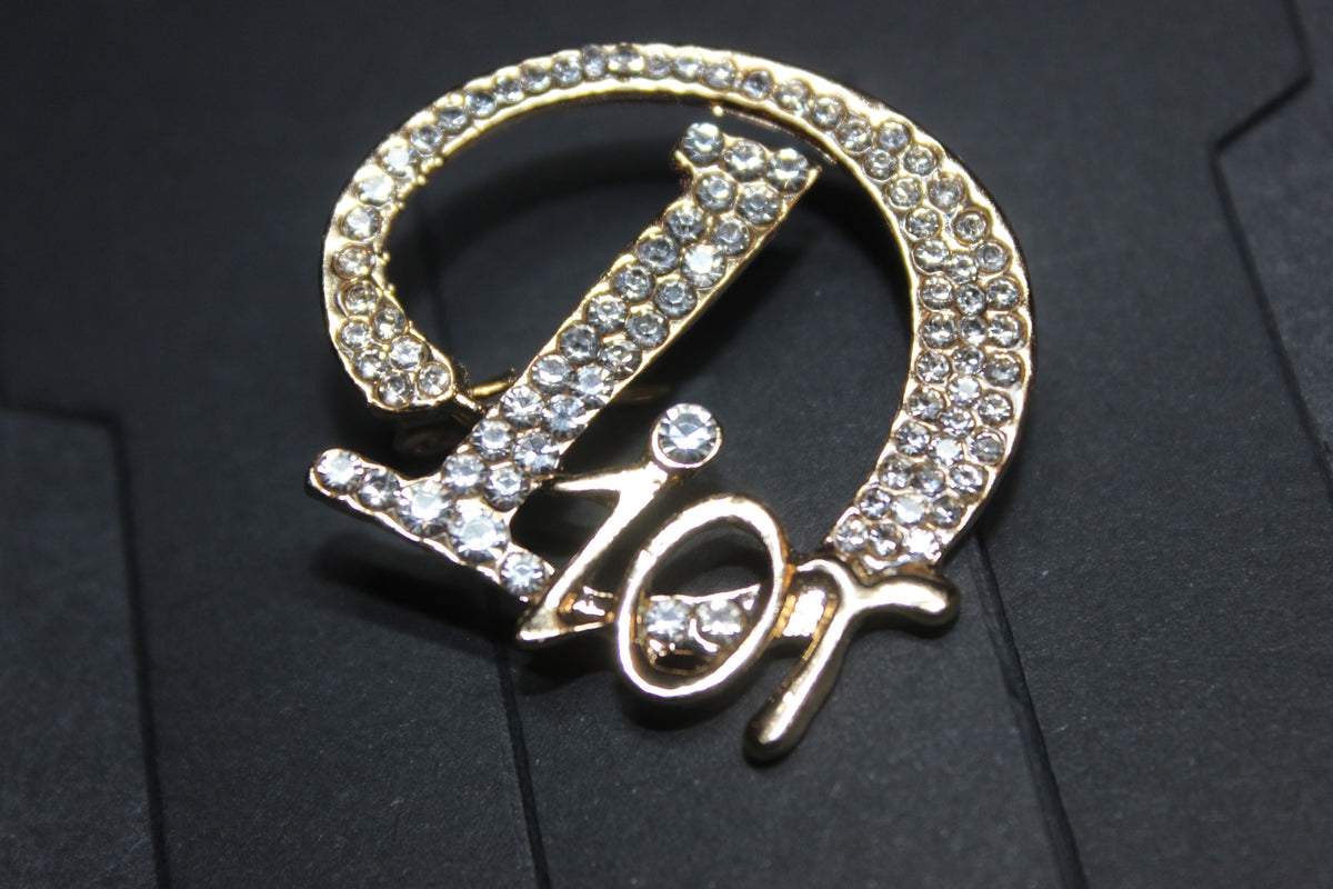 Gold Rhinestone Brooch Pin