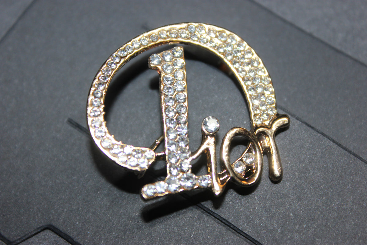 Gold Rhinestone Brooch Pin
