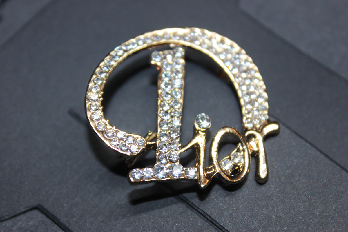 Gold Rhinestone Brooch Pin