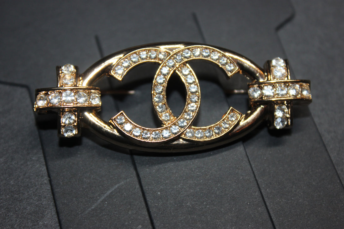 Gold Rhinestone Brooch Pin