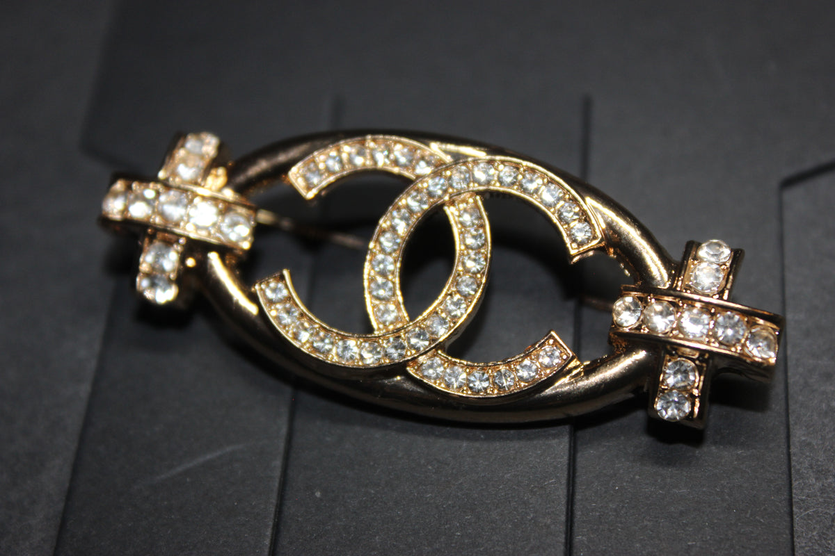 Gold Rhinestone Brooch Pin