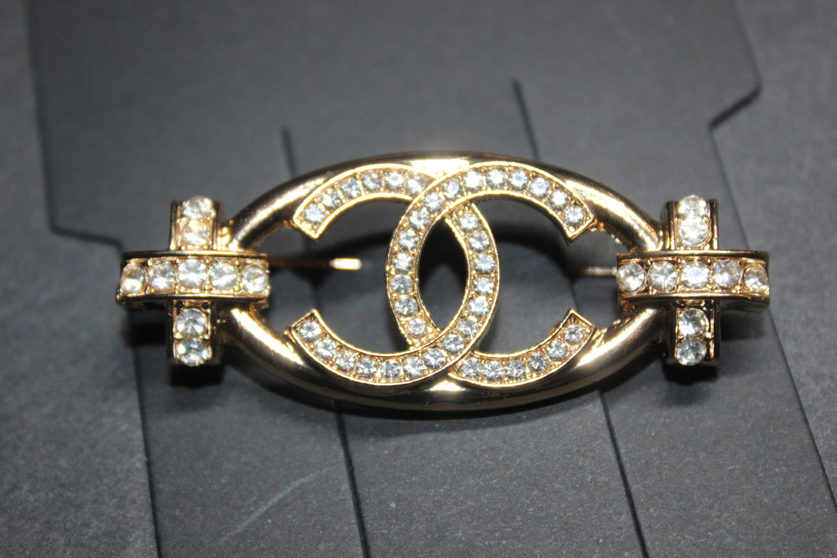 Gold Rhinestone Brooch Pin