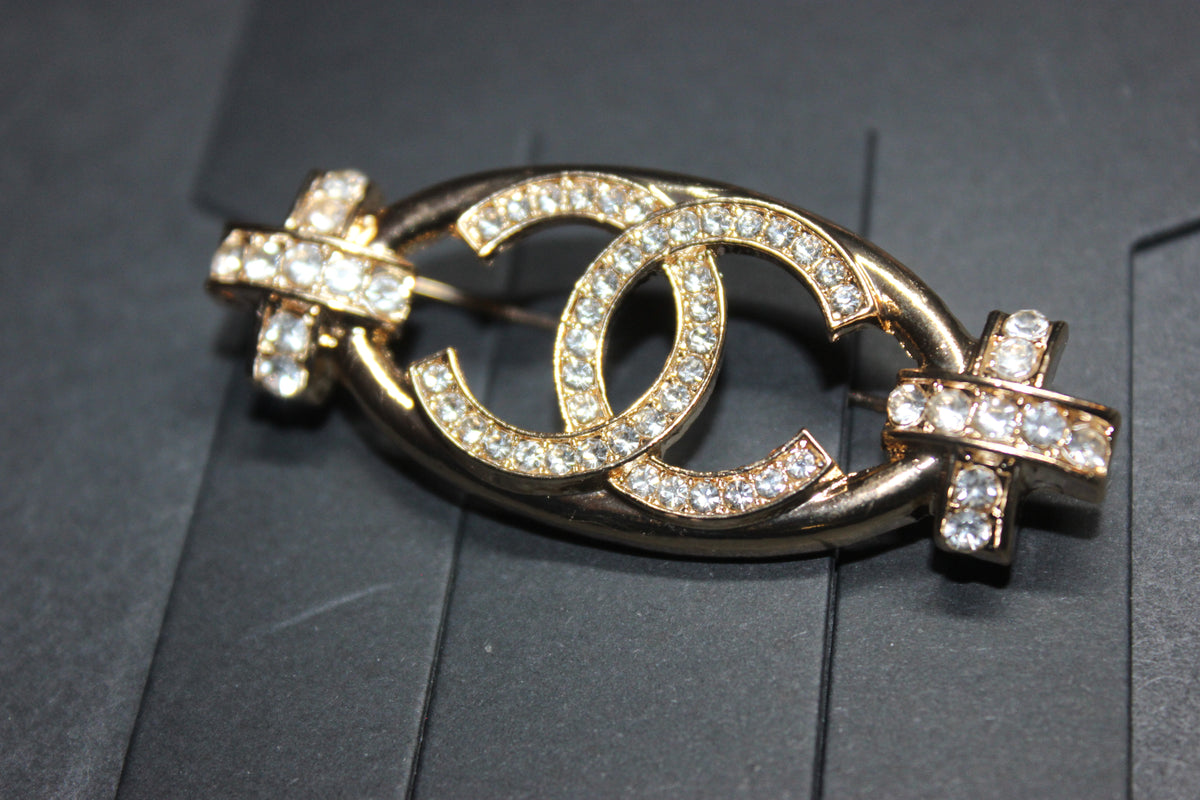 Gold Rhinestone Brooch Pin