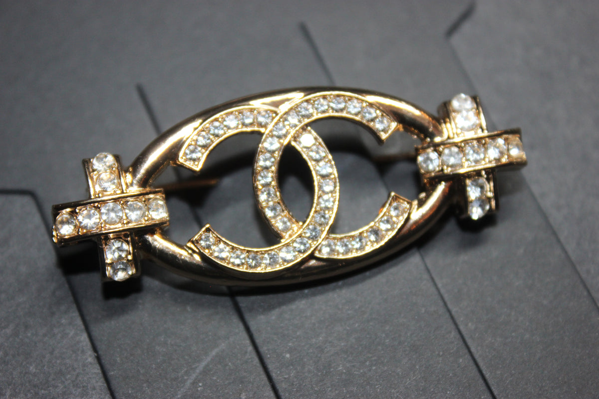 Gold Rhinestone Brooch Pin
