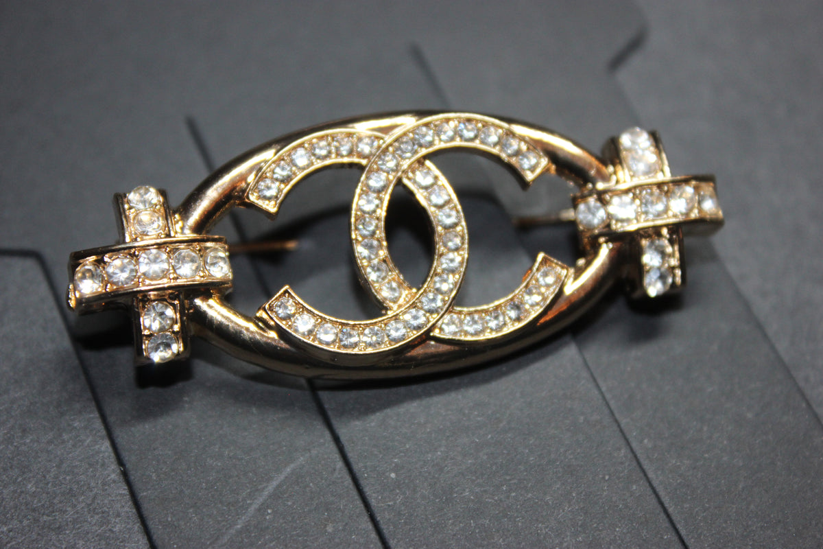 Gold Rhinestone Brooch Pin