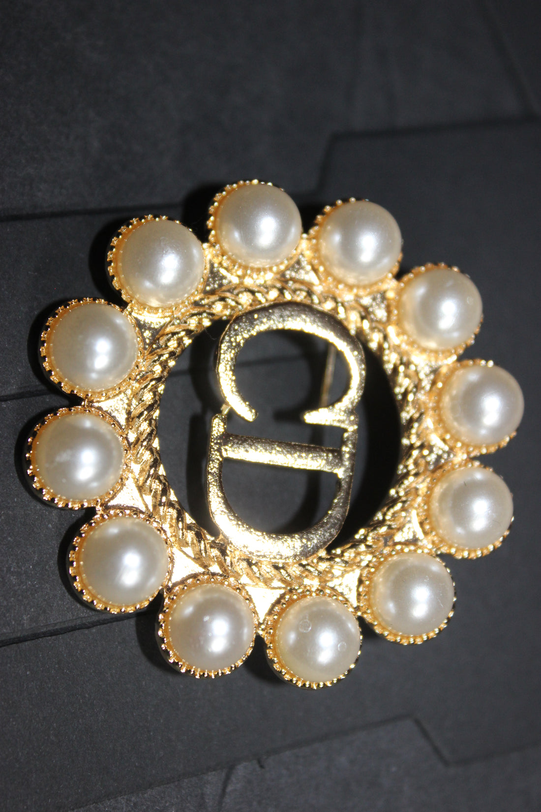 Gold Pearl Brooch Pin