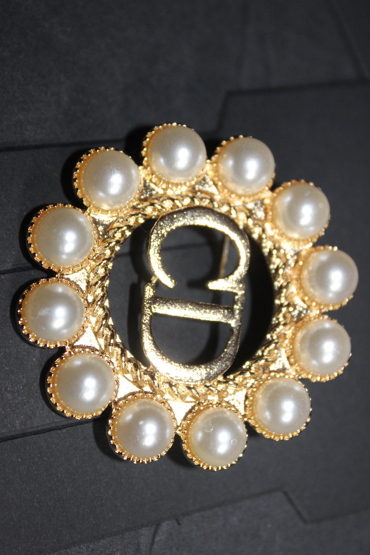 Gold Pearl Brooch Pin