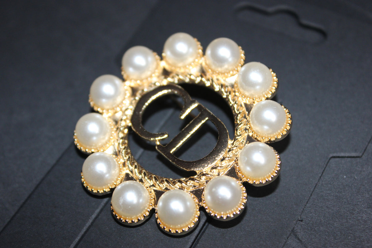 Gold Pearl Brooch Pin