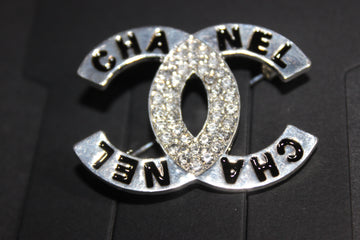Black & Silver Rhinestone Brooch Pin