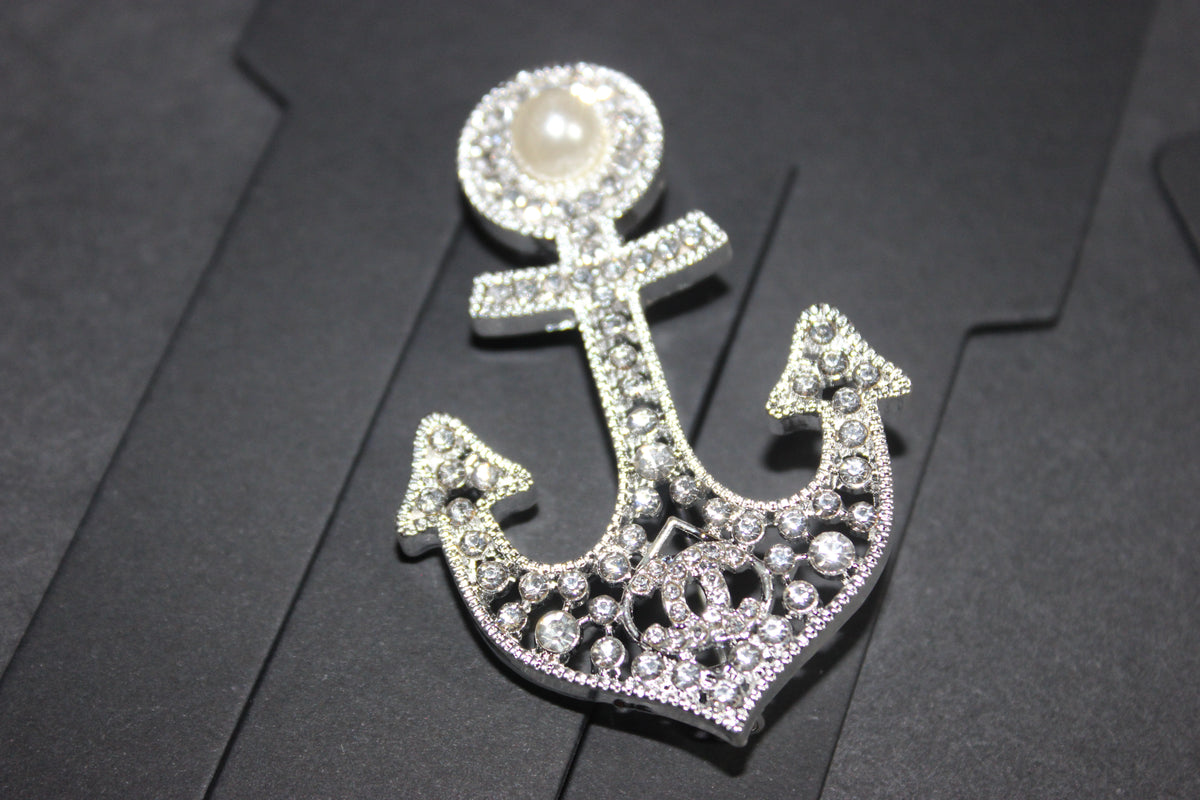 Silver Pearl Rhinestone Brooch Pin