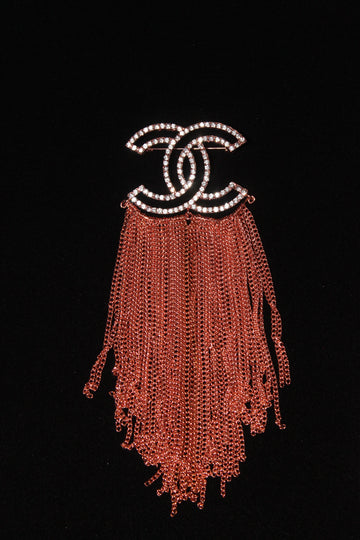 Rose Gold Chain Rhinestone Brooch Pin