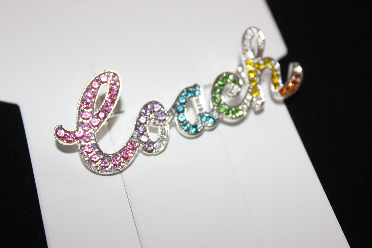Colorful Rhinestone Brooch Pin (Silver)