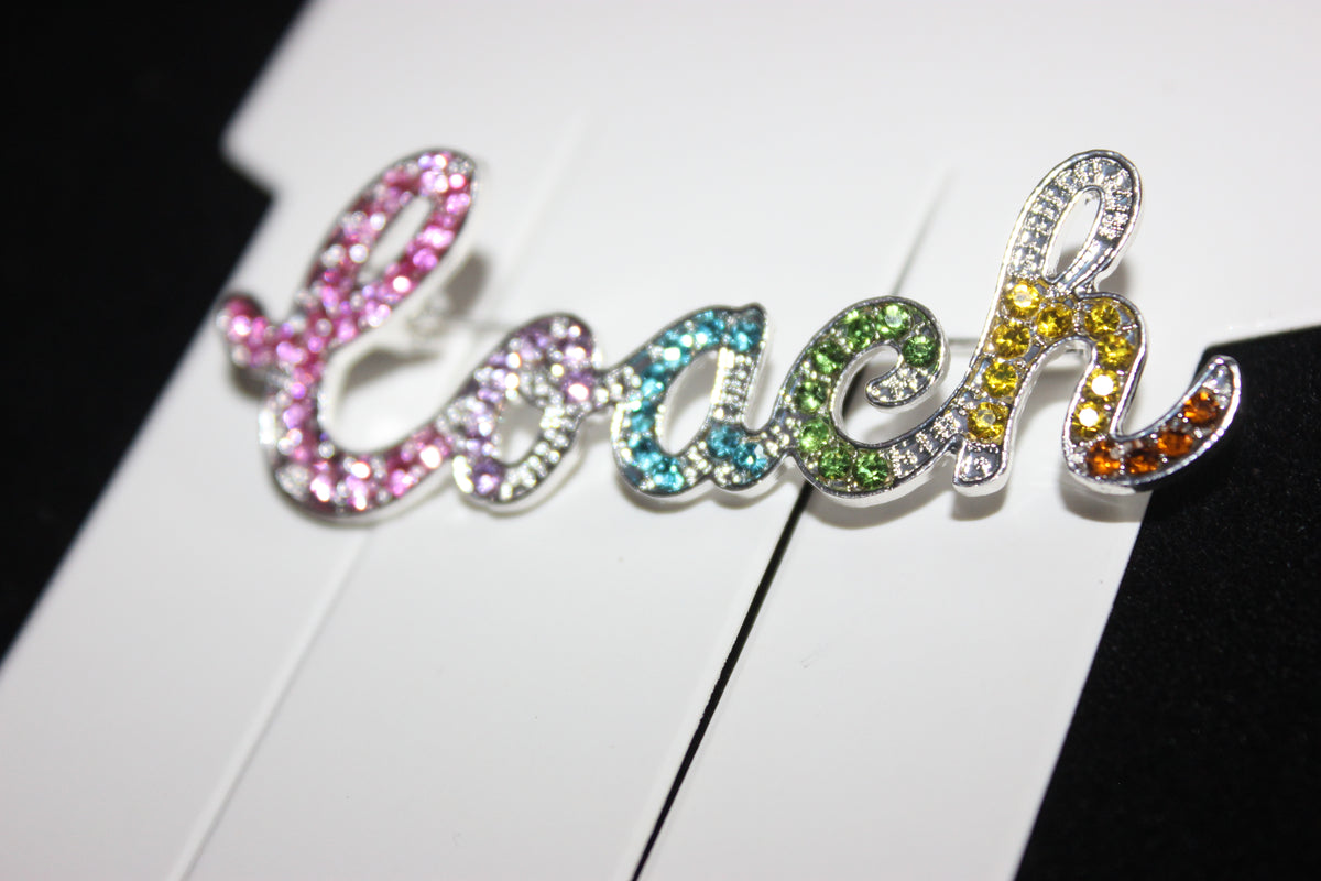 Colorful Rhinestone Brooch Pin (Silver)