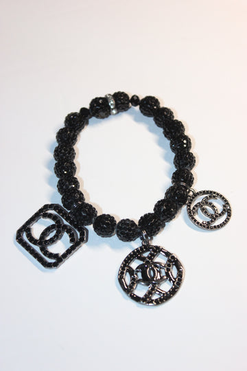 Black Rhinestone Charm Bracelet (1)