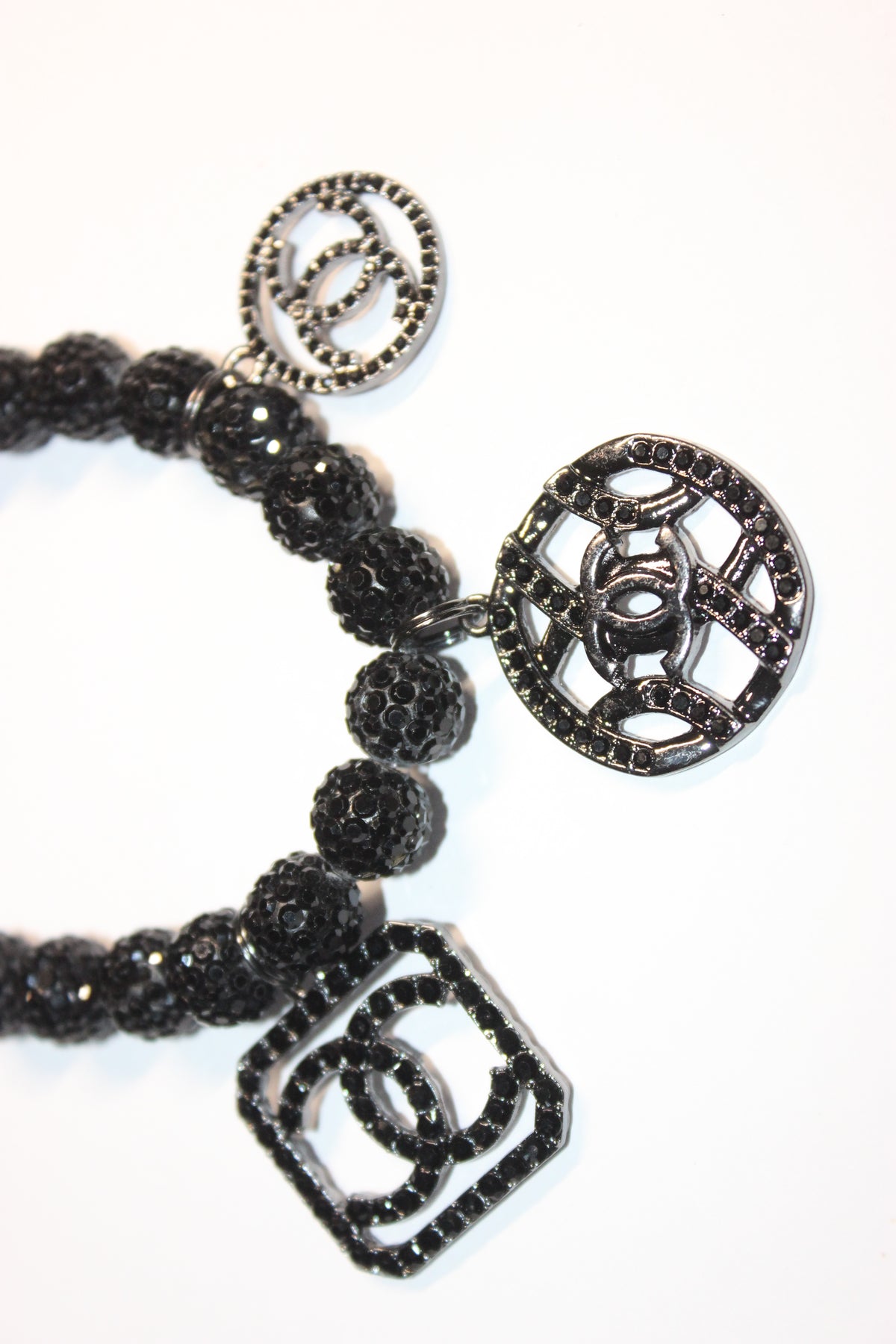 Black Rhinestone Charm Bracelet (1)