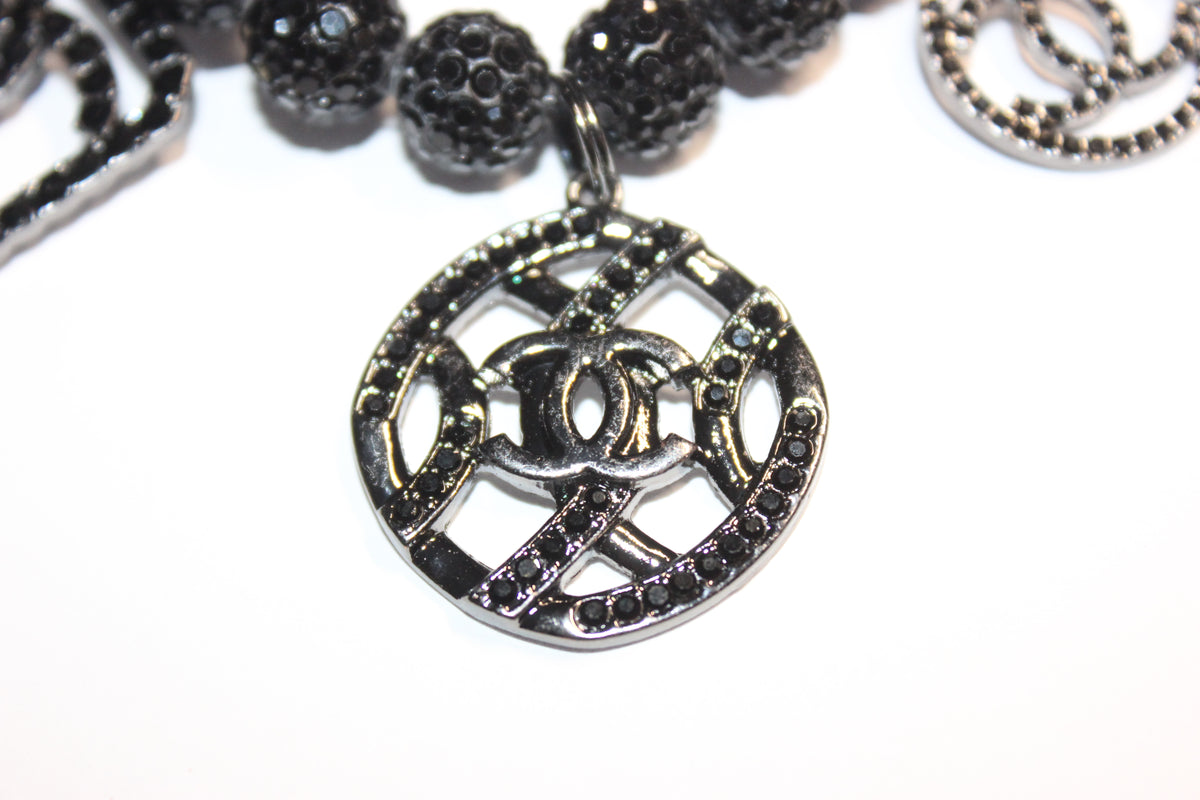 Black Rhinestone Charm Bracelet (1)