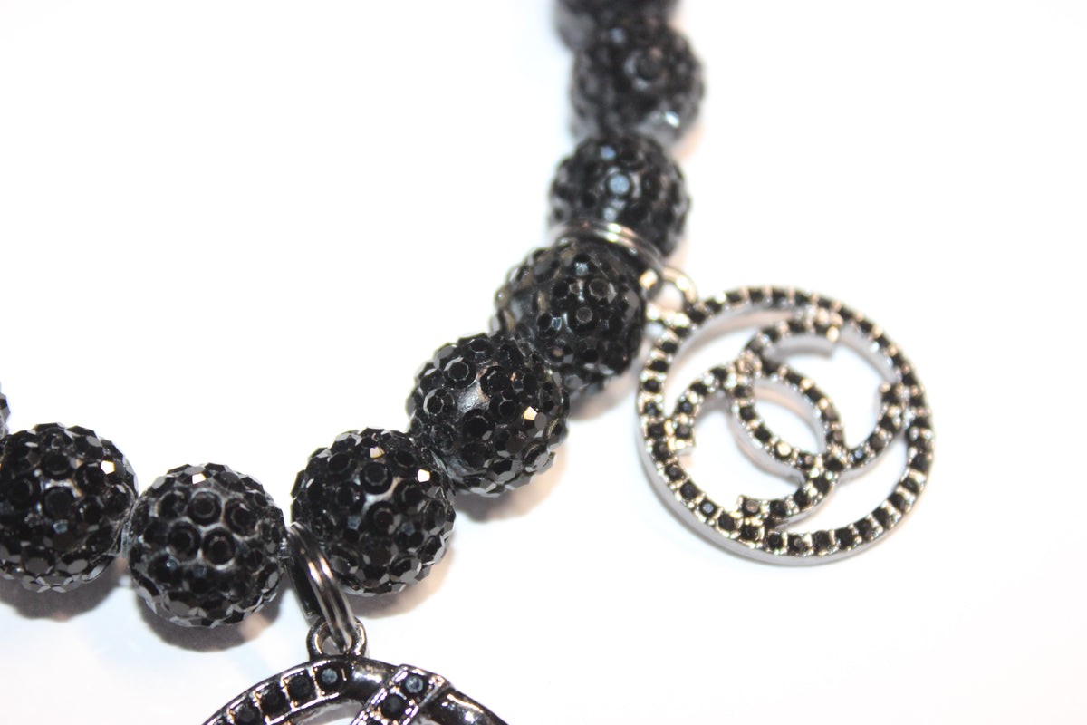 Black Rhinestone Charm Bracelet (1)