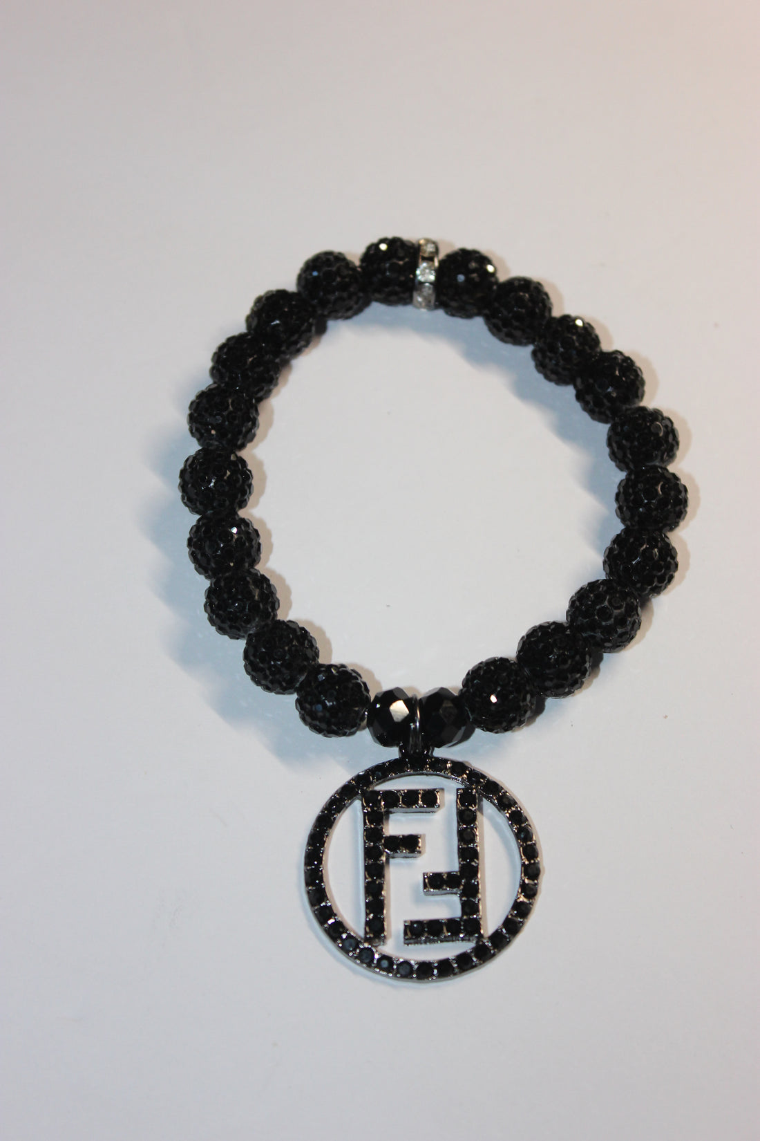 Black Rhinestone Charm Bracelet (1)