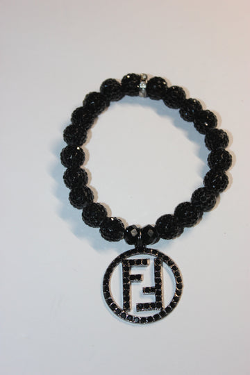 Black Rhinestone Charm Bracelet (1)