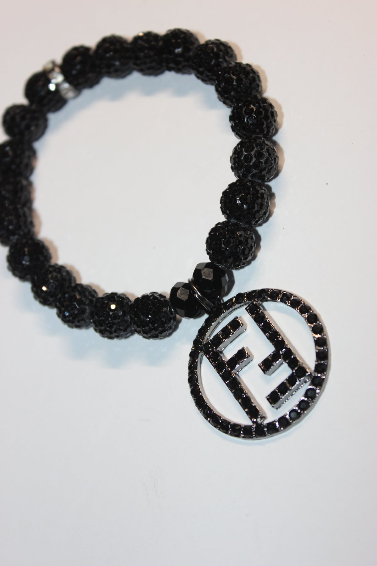Black Rhinestone Charm Bracelet (1)