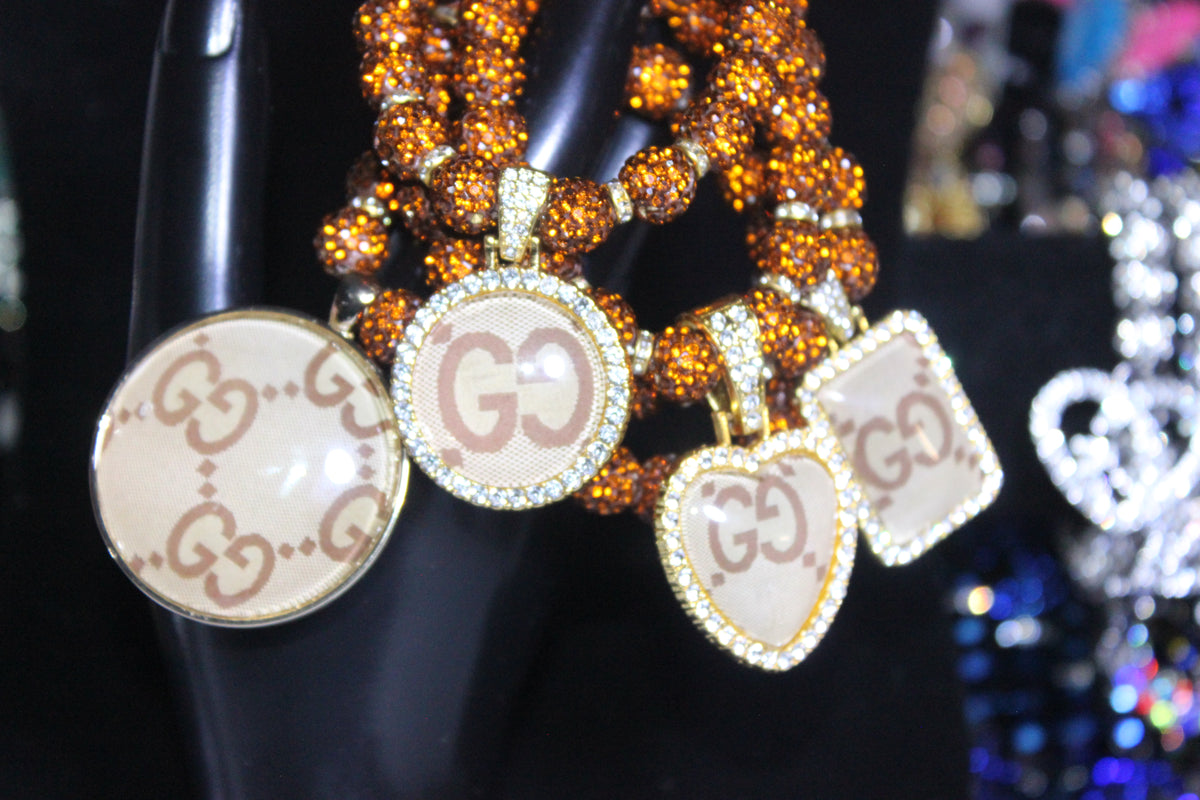 Brown & Gold Rhinestone Charm Bracelet Set (4 Piece)